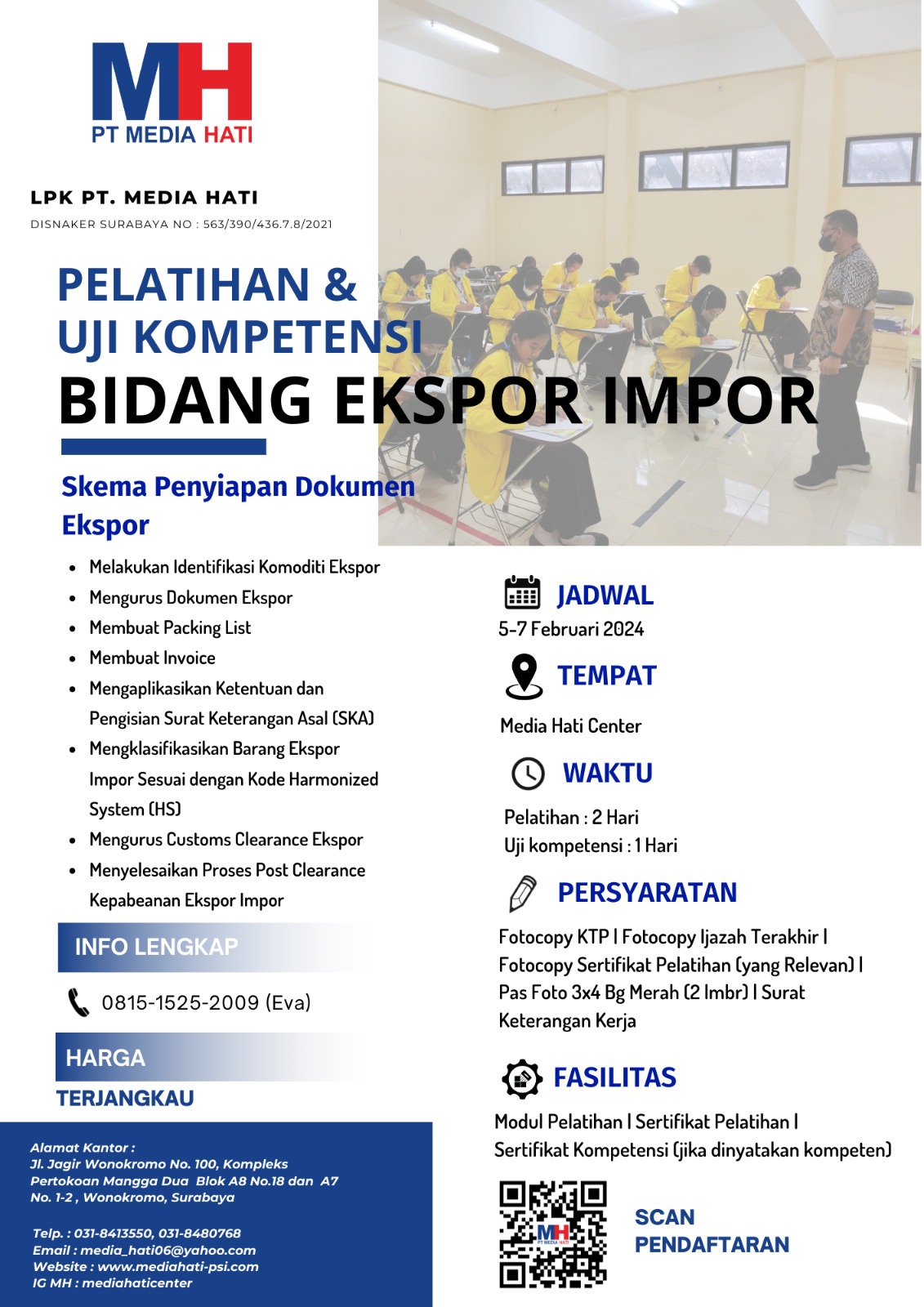 Info Pelatihan dan Uji Kompetensi tanggal 03 - 05 Februari 2024.