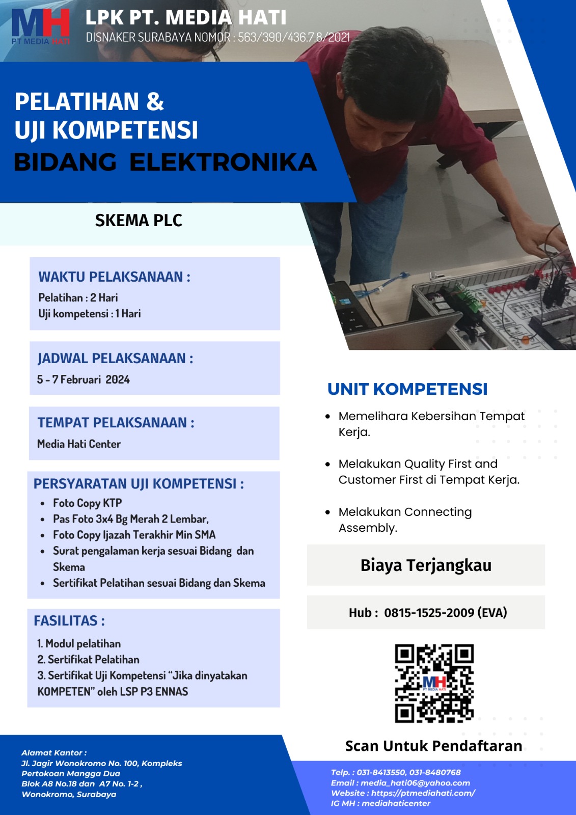 Info Pelatihan dan Uji Kompetensi tanggal 03 - 05 Februari 2024.