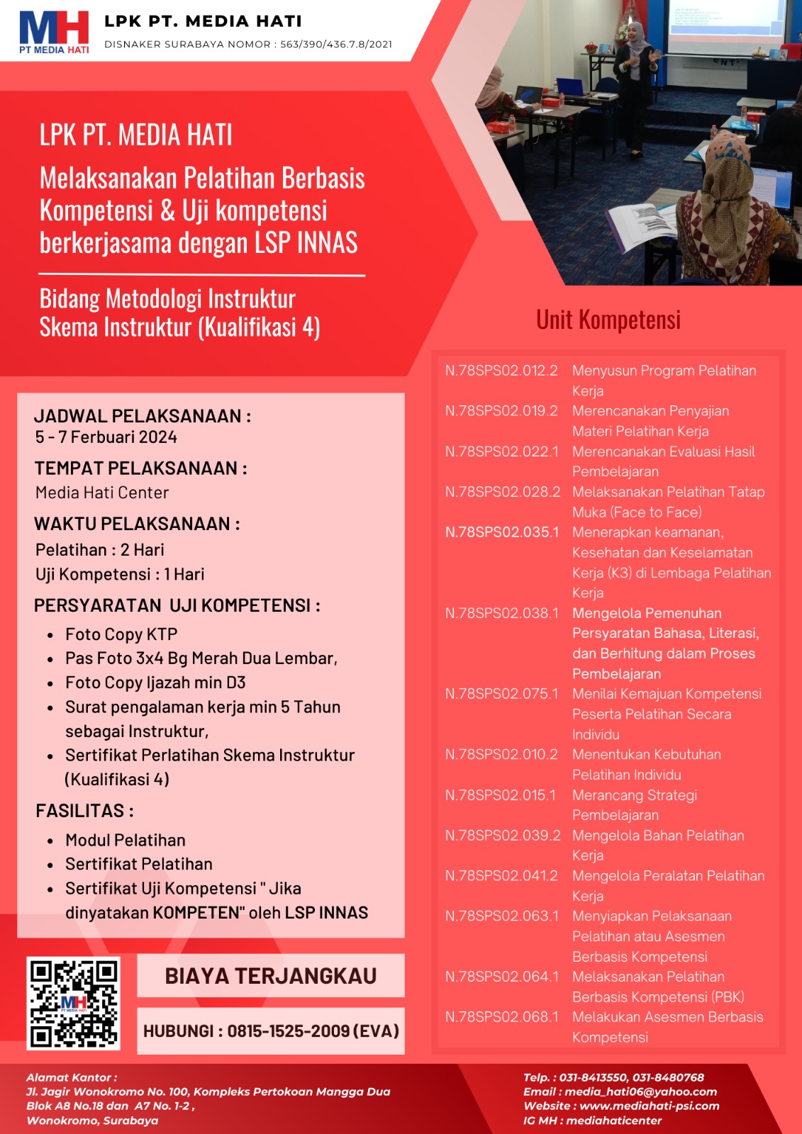 Info Pelatihan dan Uji Kompetensi tanggal 03 - 05 Februari 2024.