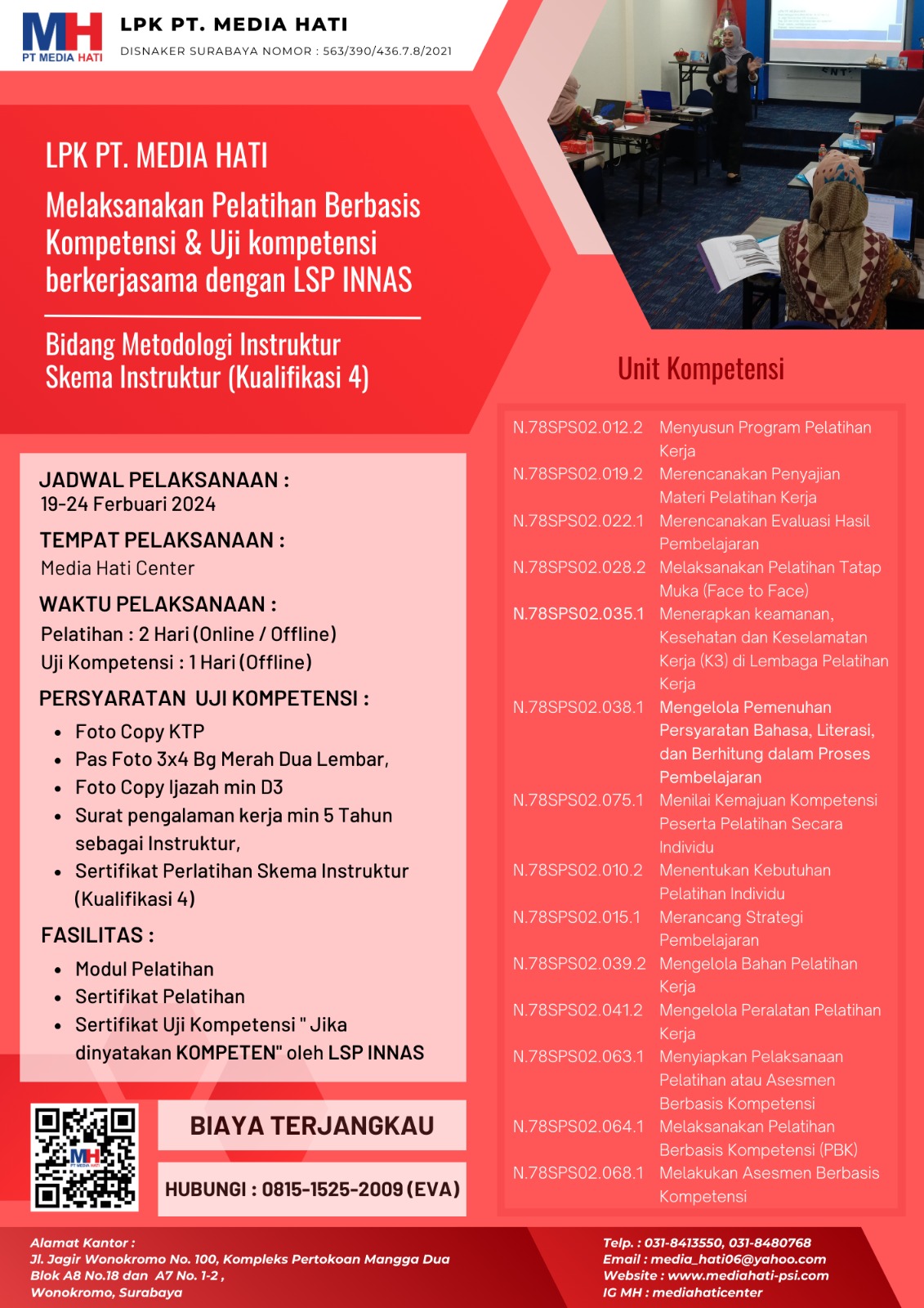 Info Pelatihan dan Uji Kompetensi Tanggal 19 - 24 Februari 2024.